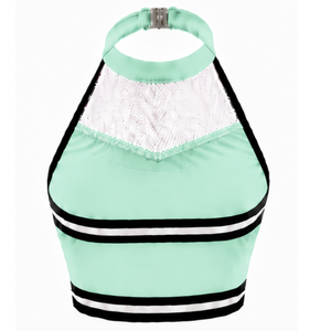 Haut court de cheerleading sans manches rouge, blanc et noir pour femmes et filles – Tenue de performance athlétique pour l'entraînement en équipe – Vêtements de sport - Product Image 2