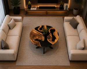 Black <b>Epoxy</b> Resin Midnight <b>Table</b> Round <b>Coffee</b> <b>Table</b> Natural Wood <b>Table</b> Luxury <b>Coffee</b> <b>Table</b> Handmade Furniture Wood Resin - Product Image 4