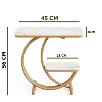 Table d'appoint moderne en acier à 2 niveaux en forme de C, durable, pour salon, salle de séjour, bureau, table basse – Offre tendance
