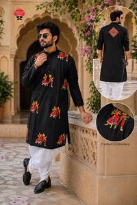 Festive Wear Printed <b>Men</b> Cotton <b>Kurta</b> - Product Image 5