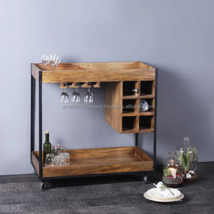 Mueble para Bodega Homestead de Madera de Mango, Diseño Moderno, Mueble para el Hogar, Carrito de Hostelería para Hotel, Estante para Copas, Protector de Botellas 2026 - Product Image 1