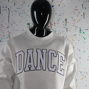 Sweat-shirt à col montant gris cendré DANCE, 100% coton, avec broderie appliquée blanche, col large, URBAN PRODUCTIONS - Product Image 1