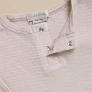 บอดี้สูทแขนยาวทำจากไม้ไผ่อีลาสตินออร์แกนิคพร้อมเลกกิ้งผูกเชือก-ข้าวโอ๊ต - Product Image 2