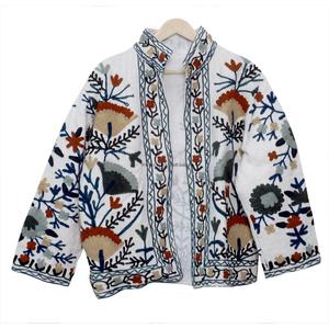Handmade Suzani TNT Cotton <b>Quilted</b> Regular <b>Jacket</b> Embroidered Floral Winter/Spring/Autumn Travel Festival Style Outerwear - Product Image 1