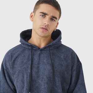 Custom Fleece Plain Dyed 100% Cotton Quick Dry Breathable Pocket Regular Fit Pullover Hoodie High Quality Vintage Men's - Product Image 5
