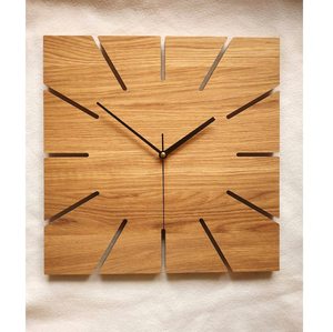 Hand Crafted Wooden Square <b>Wall</b> <b>Clock</b> Analog Quartz Design For Living Room Silent Operation Button Battery Powered - Product Image 2