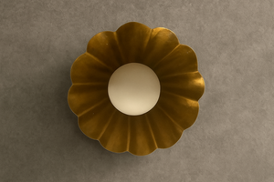 Lámpara de Techo Semi Empotrada CH, Latón Chapado en Oro Pulido, Estilo Moderno de Mediados de Siglo, con Grabado en Relieve, por Calvin Handicraft - Product Image 6