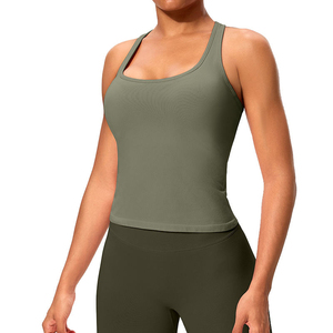 Women's Sleeveless 100% Cotton Jersey Hip Hop Eco-Friendly Fitness Tank <b>Tops</b> Elastic Ribbed Square Neck Breathable Quick Dry - Product Image 2