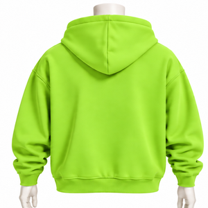 Winter Lime Green Customized Mens Full <b>Zip</b> <b>Hoodie</b> Heavyweight Fleece Chenille Letter Applique Oversized Streetwear Front <b>Pockets</b> - Product Image 2