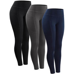 High Waist Yoga <b>Leggings</b> Full Length Solid Color With <b>Pockets</b> Four-Way Stretch Seamless Design For Women - Product Image 3