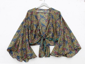 Nueva llegada BOHEMIAN HIPPIE TOP Bell manga Tie Top Fleetwood Mac Stevie Nicks verano Crop Hippie Top para mujer - Product Image 5