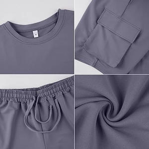 2026 Summer Men's Casual Shorts Sets 2-Piece Outfits T-Shirt <b>Drop</b> Shoulder Short Sleeve Drawstring Shorts Plus Size High Street - Product Image 4