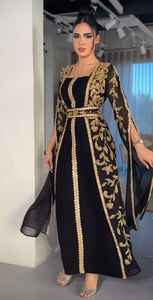 ชุดอาบายะห์หรูหราสไตล์โมร็อกโกสีดำทอง ปักลายด้วยมือ พร้อมเข็มขัดทองทรงสวย แขนเสื้อคลุมบางเบา แห้งเร็ว - Product Image 2