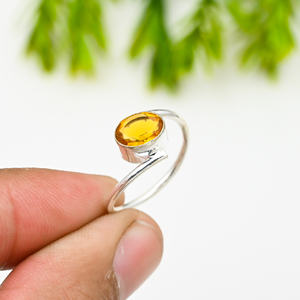 แหวนพลอยเงินแท้ 925 สีเหลืองสำหรับงานปาร์ตี้ - Product Image 4