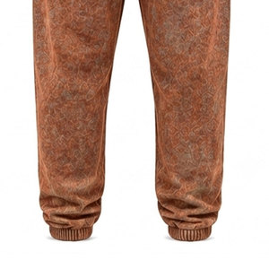 Conjunto Deportivo para Hombre, Color Marrón, 100% Algodón, Lavado Ácido, 480 gsm, Alta Calidad, con Pedrería, Pantalones Largos con Cordón Ajustable, Ropa Casual - Product Image 4