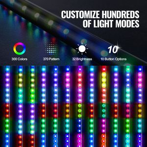 2 Pezzi di Luci LED RGB Impermeabili da 3 Piedi con Controllo Remoto RF tramite App e 4 Bandiere per Illuminazione Fuoristrada UTV - Product Image 4