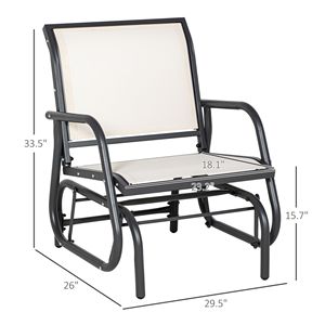 Sedia a dondolo da giardino con finitura bianco crema e braccioli curvi per portico, bordo piscina, balcone - Product Image 3