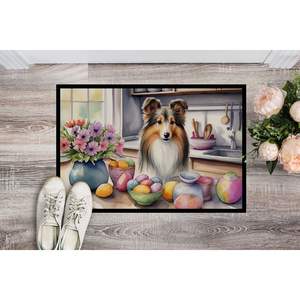 Nouveau paillasson décor Sheltie de Pâques antidérapant intérieur extérieur 18H X 27W tapis à poils bas tapis de porte avant lavable pour entrée - Product Image 2