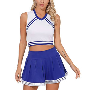 Uniforme de cheerleading sur mesure pour femme, une pièce, haute qualité, prix bas, sans manches, col en V, pour équipe sportive. - Product Image 6