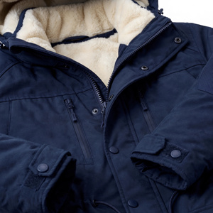 AMKOOR <b>Men's</b> Royal Blue Long Puffer <b>Jacket</b> Stand Collar Windproof Polyester <b>Fleece</b> <b>Lined</b> Zipper Winter Coat - Product Image 6