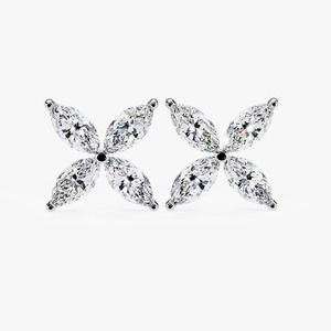 New Indian Manufactured Luxury Moissanite Diamond <b>Earrings</b> for Women Certified Marquise Cut Sustainable Fine Available For Sale - Product Image 1