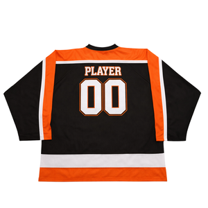 Camiseta de Hockey sobre Hielo Sublimada Personalizada en Negro y Naranja, Uniforme de Hockey Profesional con Nombre del Equipo, Camiseta Deportiva Transpirable para Hombre - Product Image 2