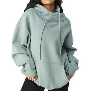 Sudadera con Capucha Blanca Extra Grande para Mujer, Manga Larga, Hombros Caídos, Tejido de Algodón, con Bolsillos, para Otoño - Product Image 6