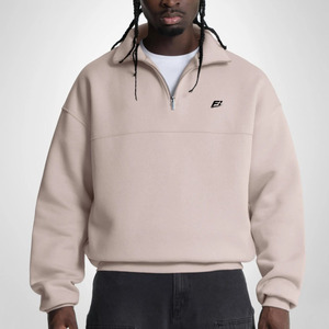 Sweat-shirts personnalisés à col zippé, coupe ample et carrée, pour hommes, en molleton épais 100% coton, broderie 3D, logo personnalisé, vente en gros - Product Image 2