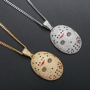 Collar con colgante de logotipo personalizado, chapado en oro de 18k, estilo Hiphop, con incrustaciones de Moissanita, venta al por mayor. - Product Image 5