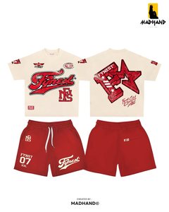 Custom Men Streetwear T Shirt & Shorts <b>Set</b> | Varsity Graphic Tee & <b>Mesh</b> Shorts | OEM Private Label <b>Two</b> <b>Piece</b> Summer <b>Set</b> Ma - Product Image 4