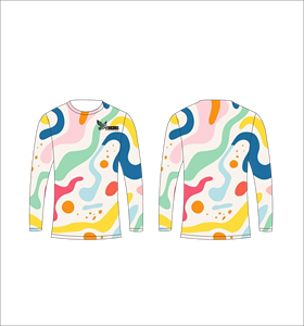 Camiseta de Manga Larga Sublimada Personalizada con Patrón Abstracto Colorido, Cuello Redondo, Ropa Deportiva de Alto Rendimiento, Venta al Por Mayor - Product Image 1