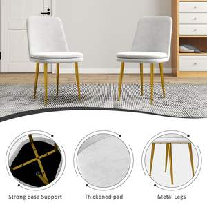 Chaises de salle à manger d'appoint PPL de style moderne du milieu du siècle, sans accoudoirs, avec coussins épais et pieds en métal robustes pour une utilisation en cuisine - Product Image 5