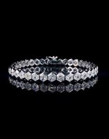 Bracelet tennis hexagonal en moissanite en argent sterling 925, bijoux fins éblouissants pour femmes, cadeau pour mariage ou fête