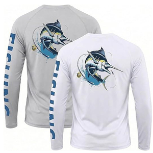Chemises de pêche personnalisées OEM 100% polyester, séchage rapide, respirantes, UPF50, impression par transfert par sublimation, tissu 240g pour hommes - Product Image 3