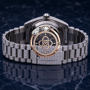 Montre de luxe à cadran rond en moissanite pour homme, bracelet entièrement serti de diamants - Product Image 4