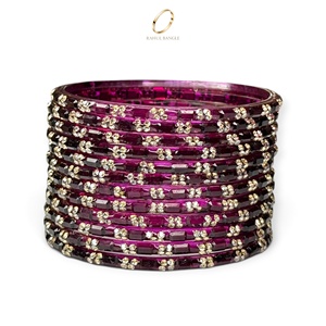 Bracelets élégants faits à la main en verre violet goutte de pluie du Cachemire, plaqués or de qualité supérieure avec zircon, pour femmes, pour mariage, vente en gros - Product Image 4