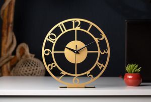 Modern Metal Desk <b>Clock</b> For Home Office Desk Setup With Minimalist Look And Silent Quartz Mechanism - Product Image 6