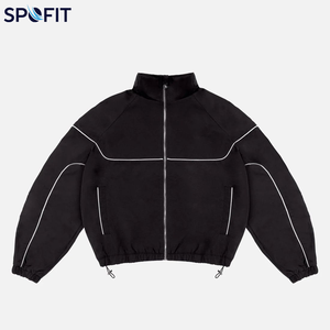 Premium Custom 220G 100% Nylon Windbreaker Tracksuit Set Lightweight Windproof Patchwork <b>Zip</b> <b>Up</b> Jacket Matching Jogger Pants - Product Image 5
