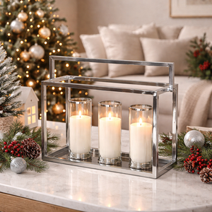 Handmade Steel Three Light Candle <b>Lantern</b> | Elegant Metal Christmas Home Decoration | Wedding Table Decor | Festive Centerpiece. - Product Image 4