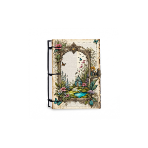 A5 Handmade Paper Journal 100 Pages | Premium Eco Friendly Notebook Enchanted Garden Scene Theme | Hard Cover <b>Diary</b> Sketchbook - Product Image 3