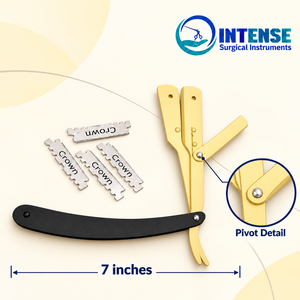 Navaja de Afeitar Recta de Alta Calidad para Barbería, Negra y Plegable, con Caja de 100 Cuchillas Incluida - Product Image 3