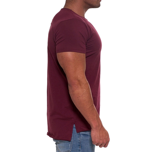 Men's Slim Fit Solid <b>Maroon</b> Short Sleeve O-Neck Cotton T-Shirt Casual Jersey Knitted <b>Top</b> - Product Image 2
