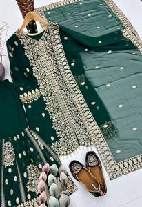 Nouvel ensemble haut et sharara en faux georgette lourde de créateur avec travail de sequins chinois - TENNECY Style de fête Toutes saisons - Product Image 3