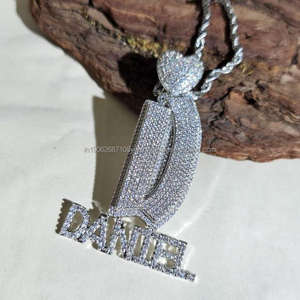 Colgante personalizado de letras heladas con 925 de plata esterlina en VVS Lab Grown Diamonds Hip Hop Jewelry - Product Image 1