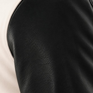 Blouson universitaire pour homme noir à manches contrastantes, col rabattu, fermeture boutonnée, style décontracté, coupe classique, automne - Product Image 6