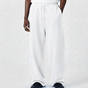 Men's Premium Loose Fit Sweatpants Wide Leg Soft Cotton Blend Drawstring Casual Lounge <b>Trousers</b> With Side Pockets Everyday Wear - Product Image 1
