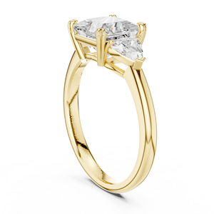 Anillo de Compromiso de Oro Amarillo de 14K con Diamante Cultivado en Laboratorio Certificado por IGI de 2CT, Corte Princesa y Corte Trillón Lateral, para Aniversario o Boda - Product Image 3
