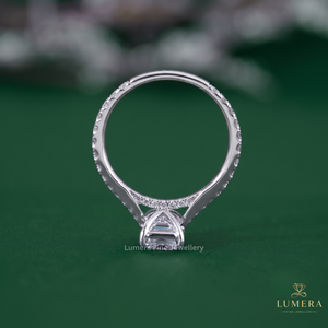 IGI Certified <b>Emerald</b> Cut Diamond Solitaire <b>Ring</b>, Lab Grown Center Stone, 4-Prong Mounting, Round Diamond Pave <b>Band</b>, Luxury <b>Ring</b> - Product Image 6