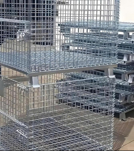 Heavy Duty Foldable Galvanized Steel Wire Mesh Storage <b>Basket</b> 500-2000KG <b>Stackable</b> Warehouse Storage Container - Product Image 4