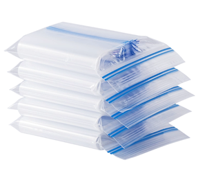 Customize size <b>Transparent</b> Clear Zip Plastic <b>Bags</b> PE Moisture Proof Storage Zipper Plastic white / red/ blue line simple double - Product Image 1